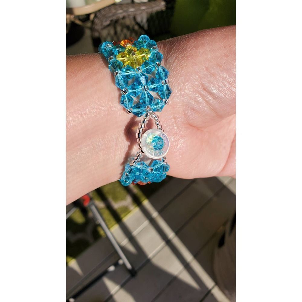 Preciosa Crystal Bicone Bracelet Blue Multi Color View 4
